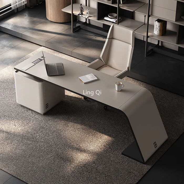 Designer Light Luxury Office Desk Boss Vanity Light Luxury Boss Computer Desks Organizer Home Mesa Escritorio Office Furniture
