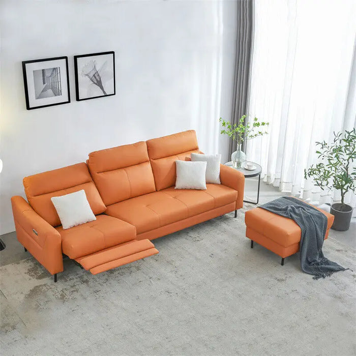 Modern Living Room Furniture Orange Bonded Leather Large Sectional Sofa Set Soft and comfortable For indoor livingroom furniture