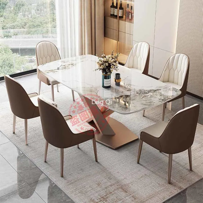 Luxury Waterproof Dining Table Set 6 Chairs Metal Nordic Modern Tables Makeup Dining Room Table A Manger Living Room Furniture