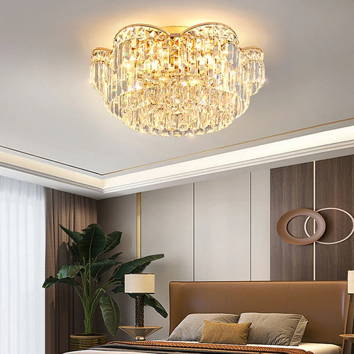 New Gold Luxury 2023 LED Ceiling Chandeliers for Living Room Modern Crystal Hanging Lamp for Ceiling Home Decor Lustre Lighting