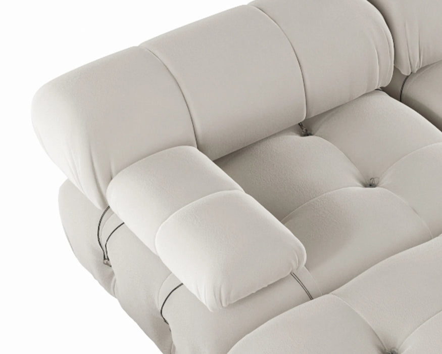 Italian Deianira Sectional Sofa for Living Room 138 inch Wide Velvet Fabric Reversible Modular Counch Sofas with Chaise Ottoman