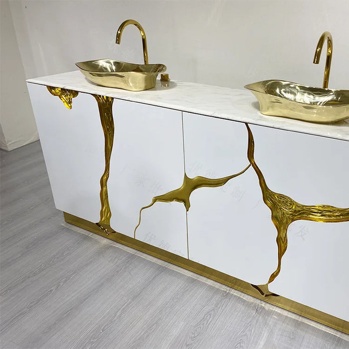 Villa large apartment light luxury style bathroom cabinet vanity sink