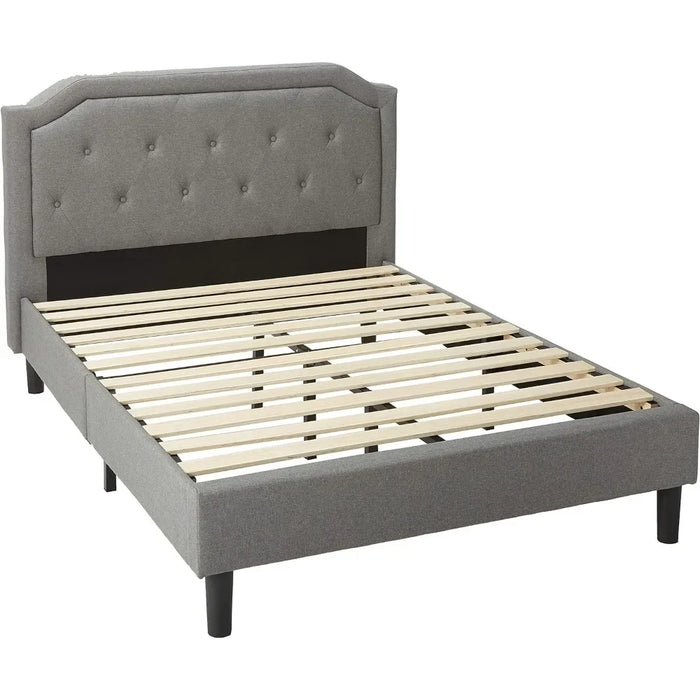 Upholstered Scalloped Platform Bed Frame / Mattress Foundation / Wood Slat Support / No Box Spring Needed / Easy Assembly