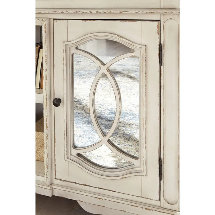 Signature Design by Ashley Realyn French Country Two-Tone TV Stand, Fits TVs up to 60", White & Rustic Brown