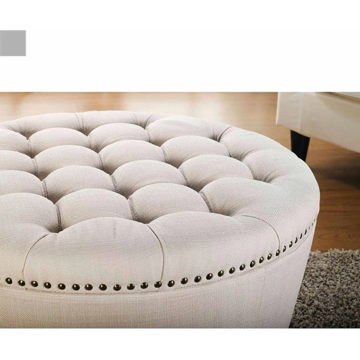 Better Homes and Gardens Round Tufted Storage Ottoman with Nailheads Gray  Sofa Couch  Muebles  Home Furniture