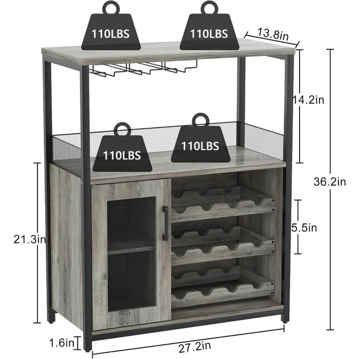 Crystal Showcase Furniture Wine Bar Cabinet With Removable Wine Racks and 1 Drawer Whiskey Display Cases Freezer Brewer Armoire