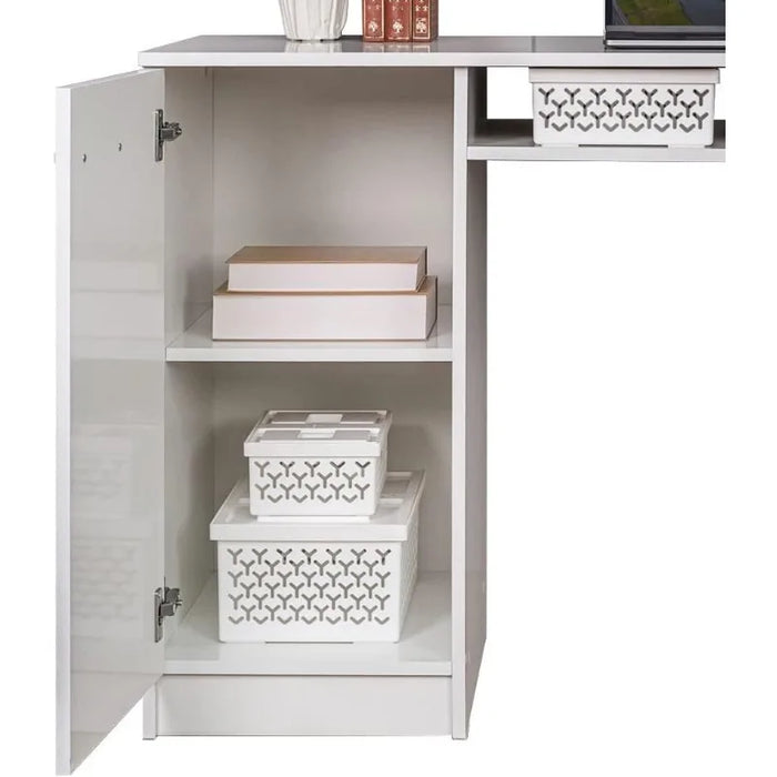 Madesa Computer Desk with 3 Drawers, 1 Door and 1 Storage Shelf, Wood Writing Home Office Workstation, Office Desk with Drawers