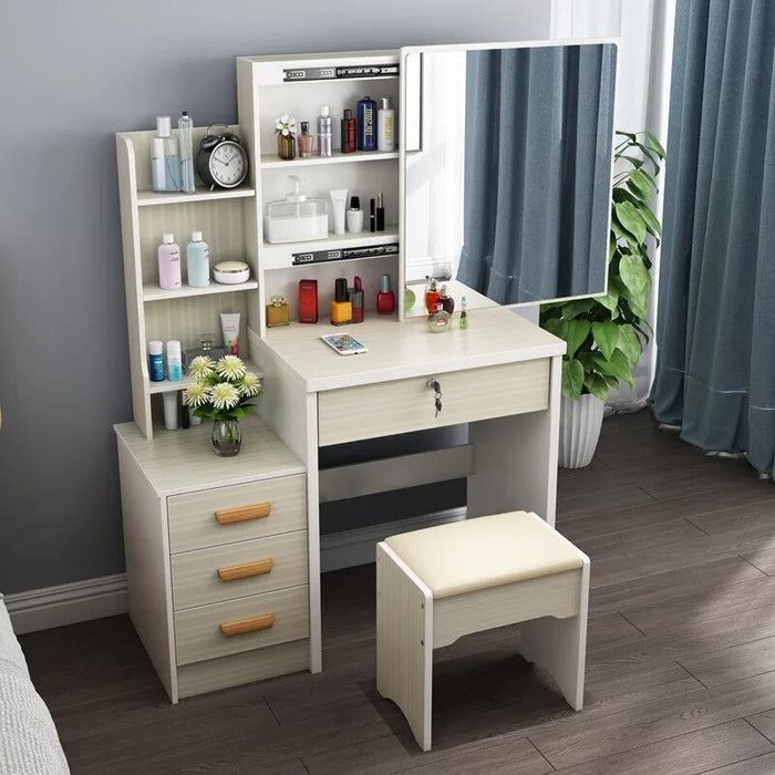 New Modern Dressing Table Cabinet Dressing Cabinet Apartment White Desk Bedroom Vanity Desk Light Mirror Dresser Home Furnitures