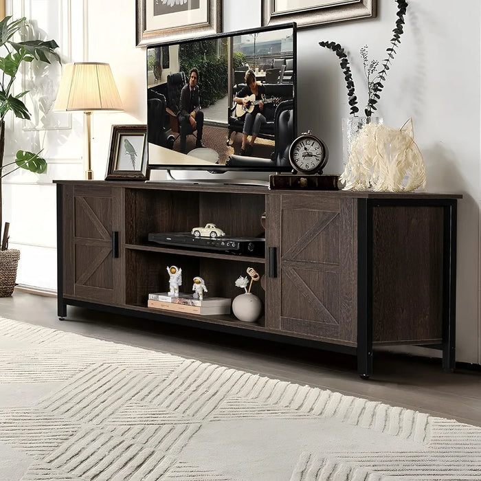 Bedroom Tv Stand Living Room Furniture Entertainment Center for Living Room TV Stand With Stable Metal Frame Dark Brown Cabinet