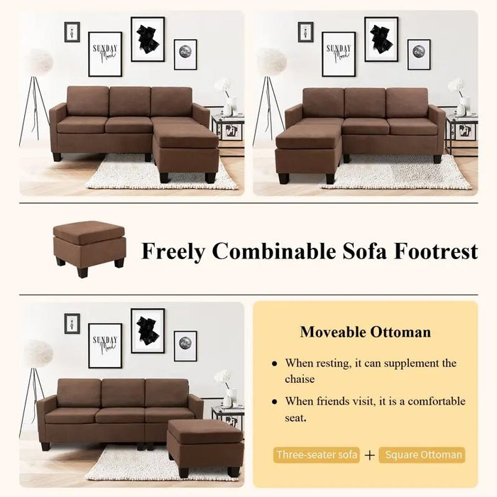 Fabric L-shape Sofa Sectional Couch for Living Room,