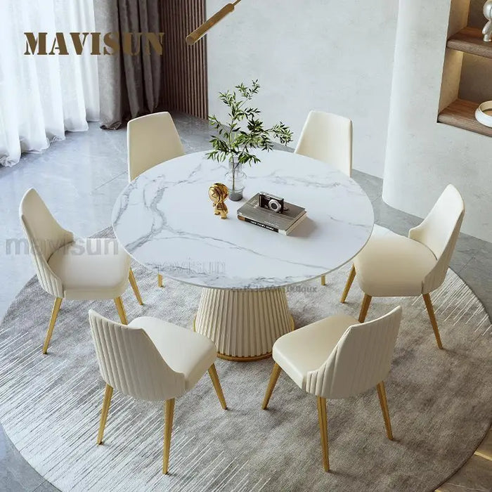 Modern Light Luxury Rock Board Dining Tables High-end Restaurant Furniture Practical Retractable Folding Round Table For Home