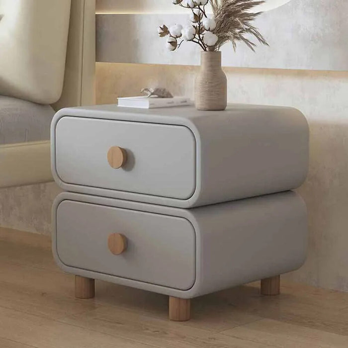 Mini Nightstands Household Bedroom Double Draw Storage Design Microfiber Leather Anti-Scratch Wear-Resistant Bedside Furniture