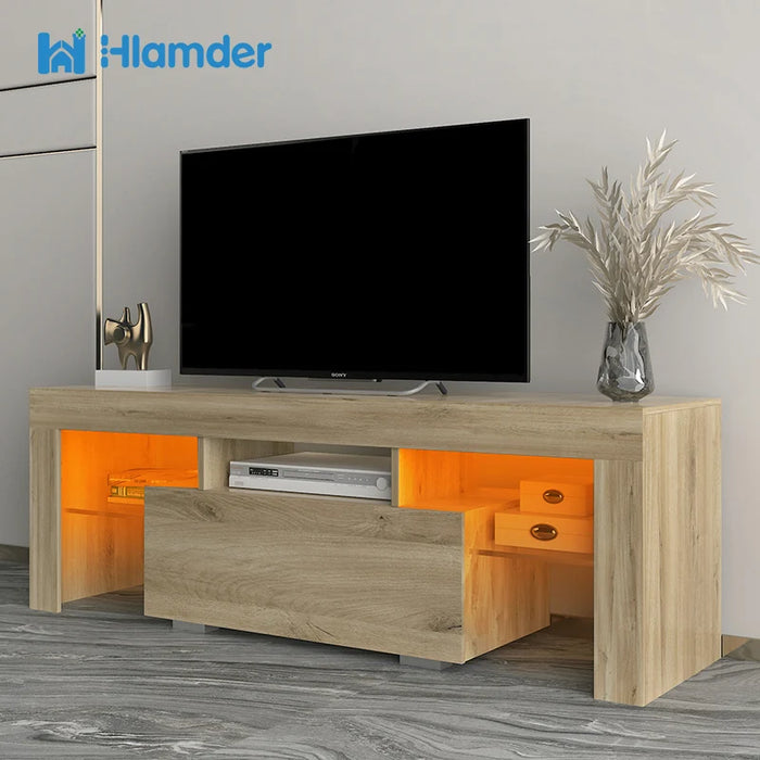 TV Stand with LED RGB Lights,Flat Screen TV Cabinet, Gaming Consoles,In Lounge Room, Living Room and Bedroom Furniture