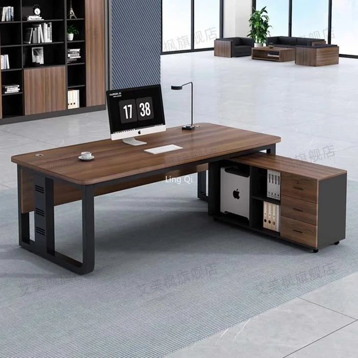 Dark Wood Reception Office Desk Vanity Corner Reception Secretary Computer Desks Art Executive Conference Bureau Desk Furniture