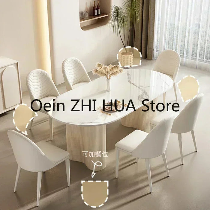 Oval Design Dining Tables Living Room Nordic Coffe Marble Modern Dining Tables Kitchen Luxury Mesa Comedor Home Furniture SR50DT