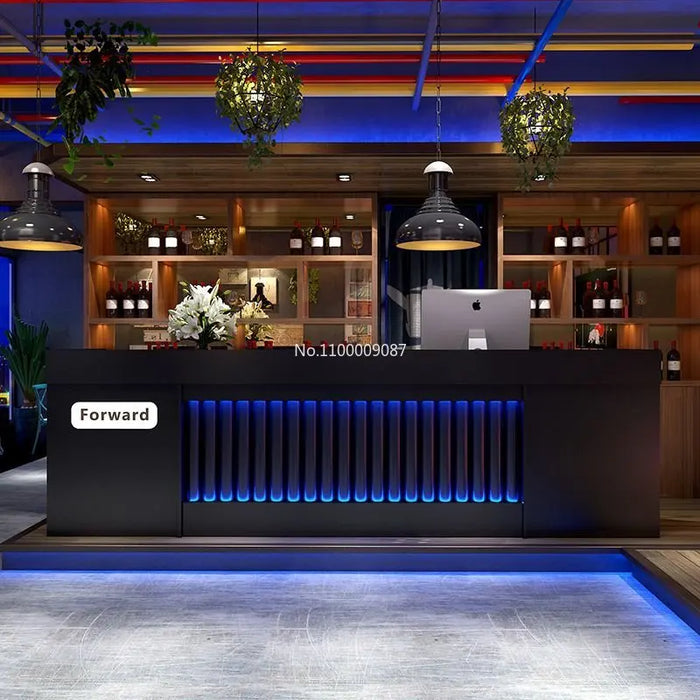 Front Desk Online Red Integrated Gym Hotel Customizable Hotpot Shop Cashier Counter Dining Bar Retro Reception Desk