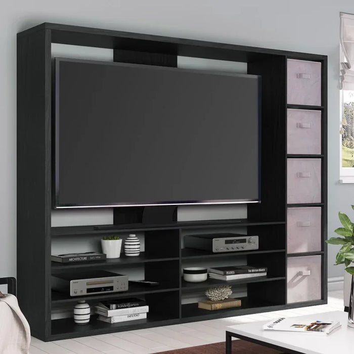 Center for TVs Up To 55", Black  Fireplace Tv Stand  Wood Tv Stand Living Room Furniture