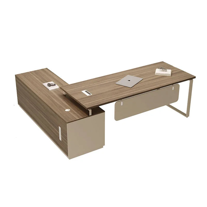 European L Shaped Office Desk Bookshelf Corner Conference Floor Computer Desks Luxury Mid Century Mesa De Escritorio Furniture