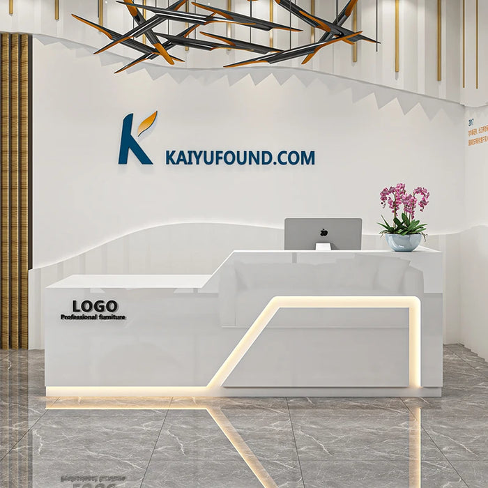 Cashier Modern Reception Desk White Bar Supermarket Checkout Reception Desk Table Comptoir De Caisse Boutique Shop Furniture