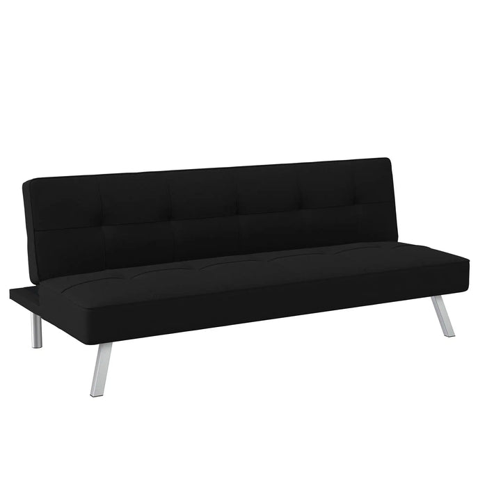 Modern Futon, Black Fabric for Living Room Home or Office