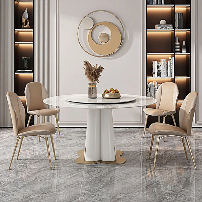 Luxury Slate Round Dining Table 1.5m Round Table with Turntable 10 People Table Modern Home Furniture