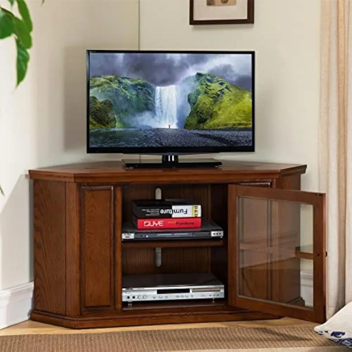 Leick Riley Holliday Corner TV Stand, 46-Inch, Burnished Wood Oak