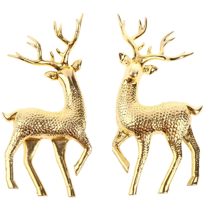 2/1PCS Gold Deer Statue Reindeer Figurines Plastic Elk Sculpture Living Room Luxury Home Christmas Decoration Tabletop Ornaments