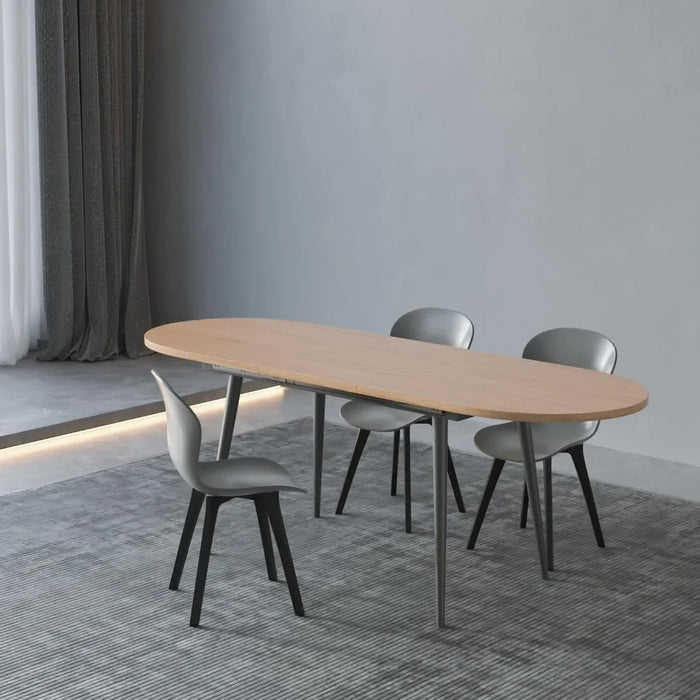 75" X 32" Expandable Dining Table - a Oval Wooden Table Top With Metal Legs Room Furniture Home