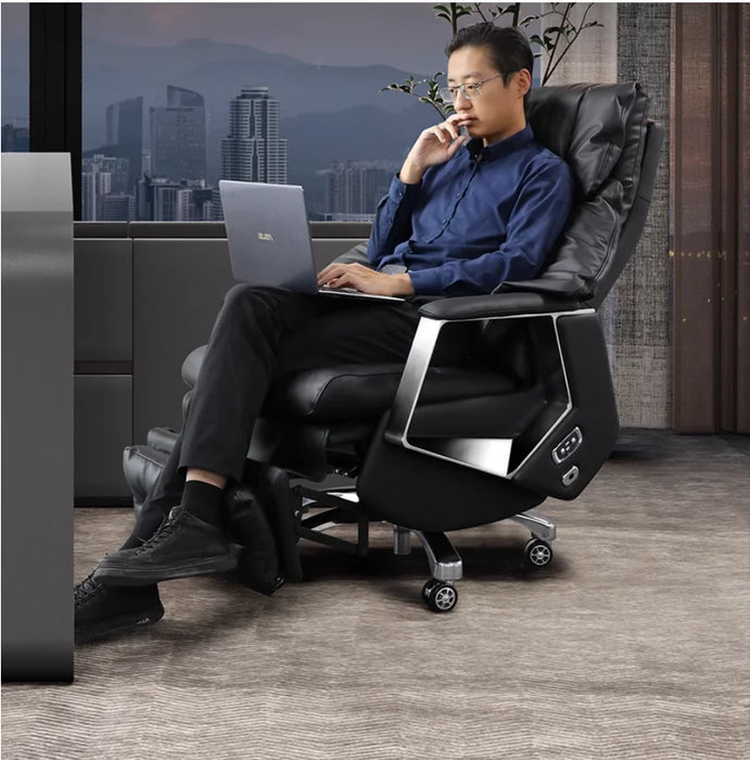 Office Chair President Comfortable high-end leather modern simple lift sedentary recliner electric boss chair
