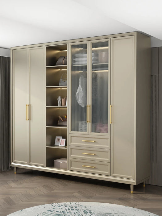 Modern minimalist wardrobe integrated storage household bedroom American luxury solid wood wardrobe