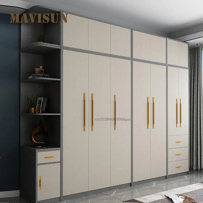 Wooden Simple Bedroom Storage Locker Cabinets For Clothes Large Double Wardrobe Cupboard Hotel Apartment Closet Furniture