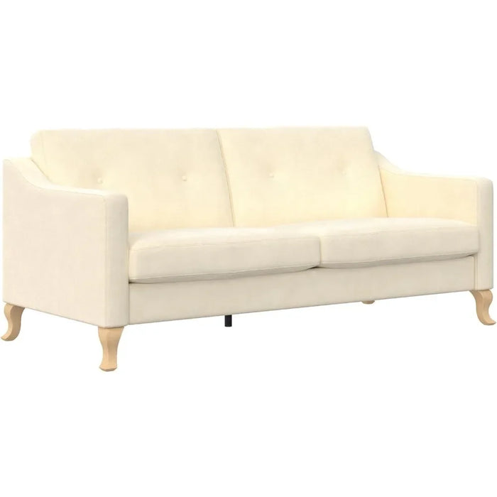 Tess Sofa with Soft Pocket Coil Cushions, Small Space Living Room Furniture, White Linen