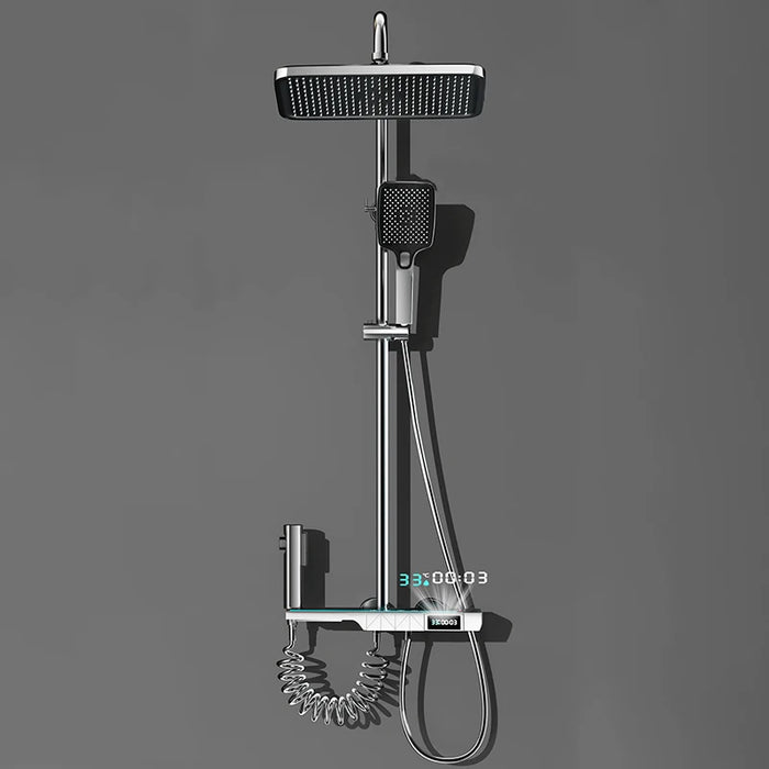 Luxury Tempered Glass Bathroom Shower System Full Set LED Digital Temperature Bathtub Atmosphere Lamp Rainfall Faucet Shower Set