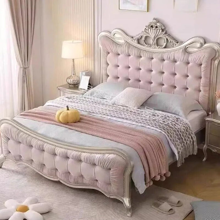 High End Villa Double Bed Designer Modern Whitr Full Size Twin Bed Frame Platform Safe Castle Cama De Casal Nordic Furniture