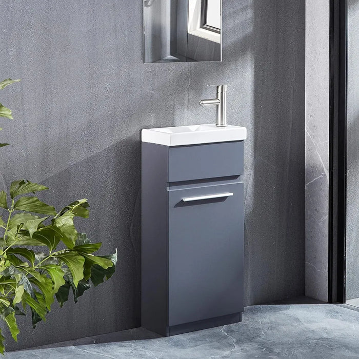 Suitable for Small Spaces Washbasin for the Bathroom Furniture 16" MDF Bathroom Vanity and Sink Combo White Ceramic Vessel Sink