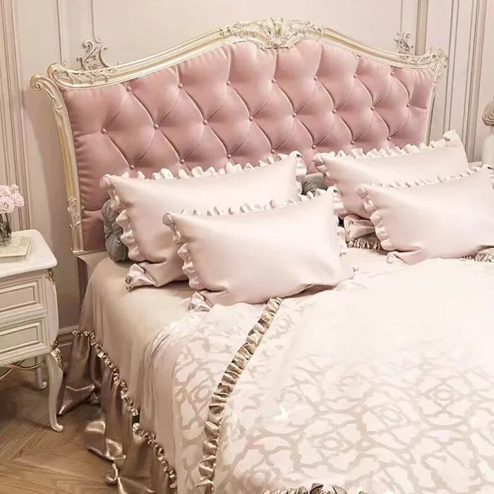 Queen Size Bed Bases European Luxury Glamorous Castle Modern Twin Bed Frame Storage Design Sleeping cama De Casal Furniture