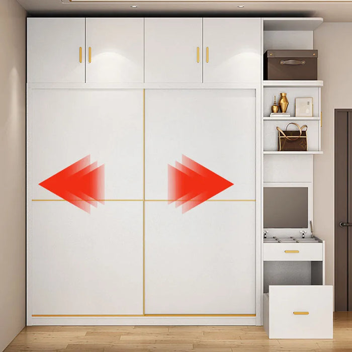 White Wardrobes Home Sliding Door Vanity Makeup Storage Wooden Doors Handle Closet Individual Guarda Roupas Bedroom Furniture