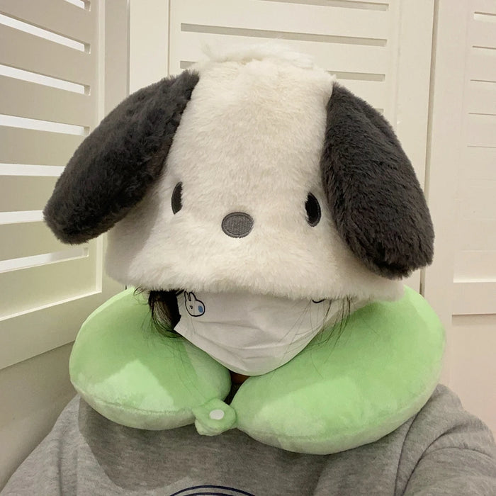Cartoon Kuromi U-shaped Hooded Neck Pillow Pochacco Travel Blackout Nap Pillow Office Japanese style Pillow With Hat Girl