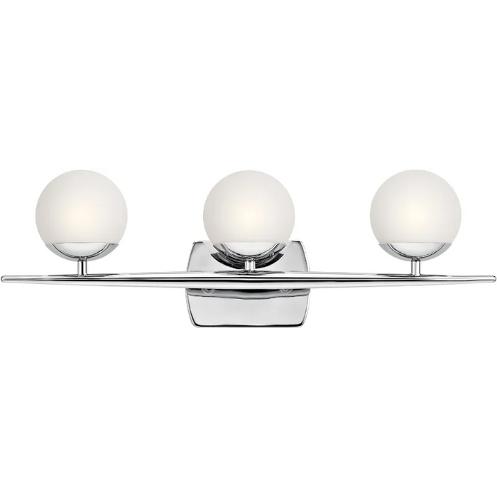 Kichler Jasper 24.5" Halogen Vanity Light in Chrome, 3-Light Mid Century Bathroom Glass, (24.5" W x 7.75" H)