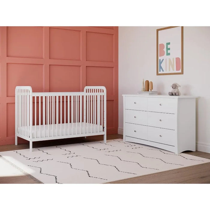 Crescent 6 Drawer Double Dresser  Kids Dresser Drawer Organizer For Nursery, Chest of Drawers