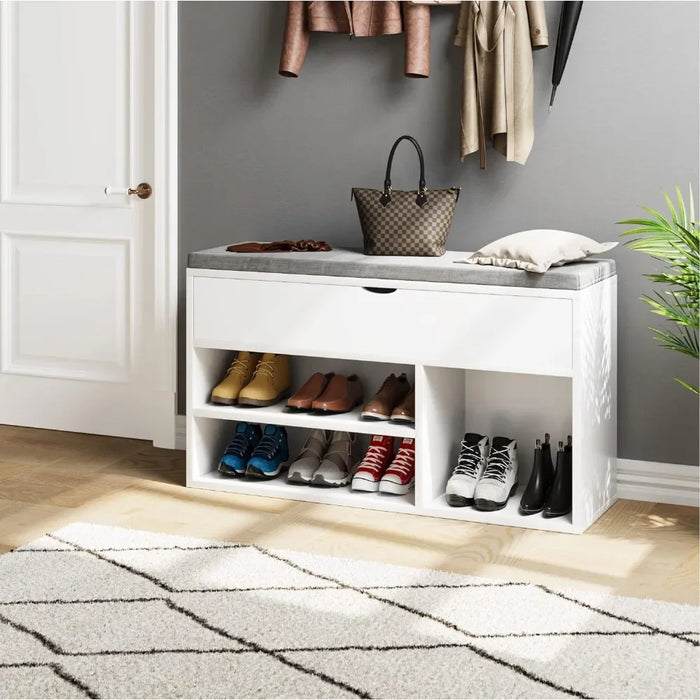 Shoe Storage Bench Rack With Comfortable Thickened Cushion Shoe rack Living Room Furniture Home Freight free