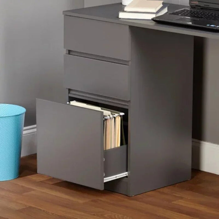 Como Writing Desk with 3 Storage Drawers, White computer desk  office desk