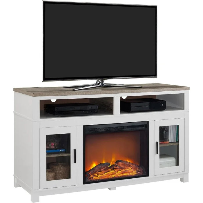 Ameriwood Home Carver Electric Fireplace TV Stand for TVs up to 60" Wide, White