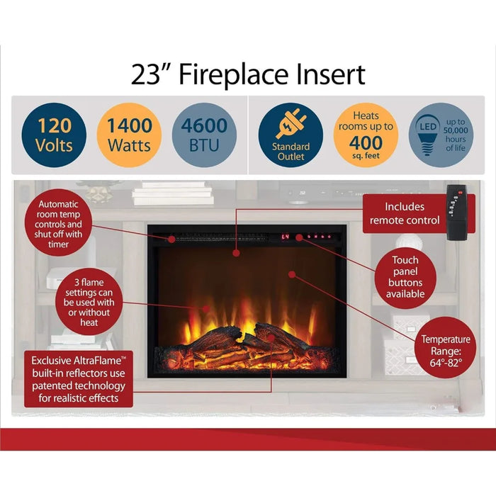 TV cabinet, electric fireplace TV bracket, suitable for white TV storage cabinets up to 60 inches wide