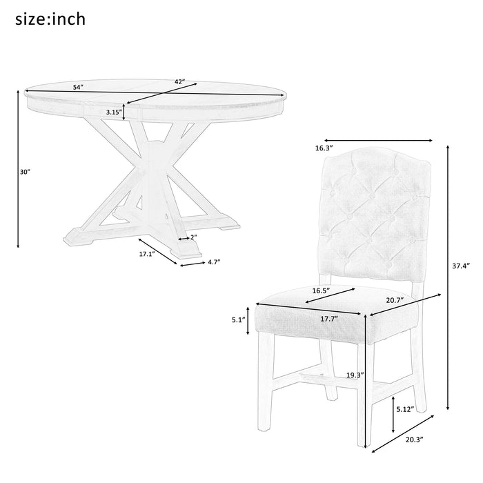 Retro Style Dining Table Set with Extendable Table and 4 Chairs for Dining Room,Living Room