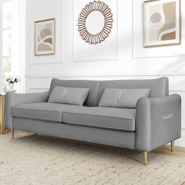 Goohome Tufted, Chesterfield Velvet Upholstered Loveseat Couches Comfy Sofa, Living Room Furniture Sets, with Solid Wood