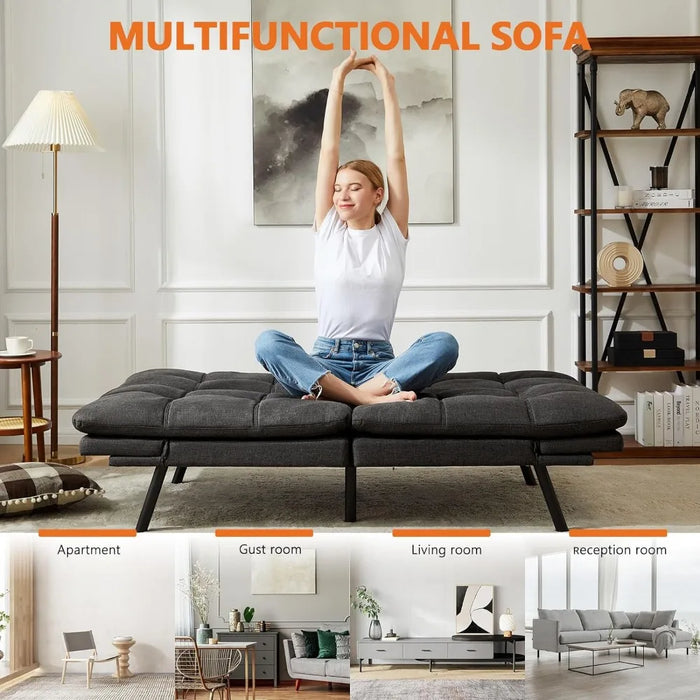 Living Room Sofas for Home Furniture Grey Adjustable Backrest and Armrests Convertible Sofa Bed Foldable Memory Foam Furniture