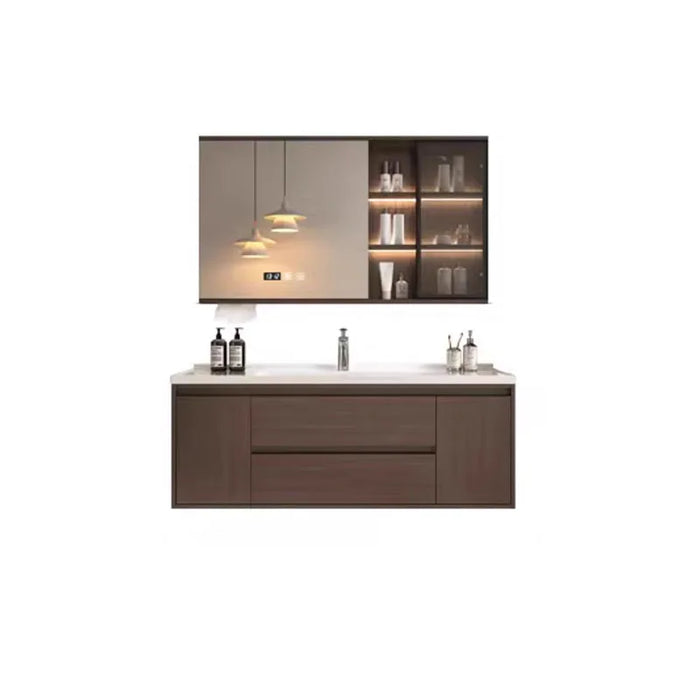 New Chinese Style Bathroom Cabinet Combination Ceramic Integrated Basin Walnut Color Bathroom Sink Washbasin Furniture YX50BC