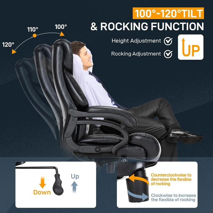 Big and Tall Office Chair for Heavy People, High Back E xtra Wide Heavy Duty Executive Office Chair Comfortable for Home Off