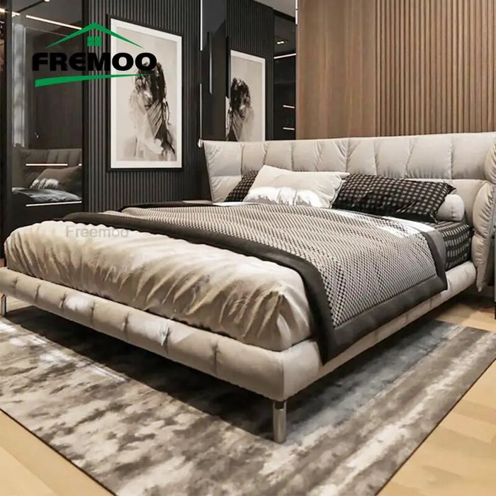Modern Minimalist Leather Italian Double Bed Master Bedroom Fashionable Comfortable Bed Sets for Bedroom